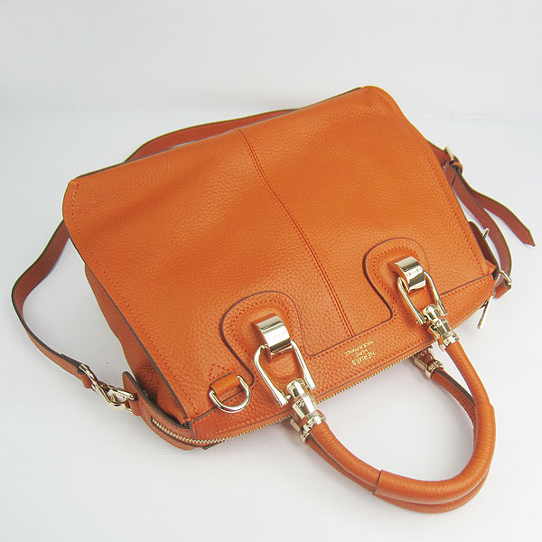 Replica Hermes New Arrival Double-duty leather handbag Orange 60669 - Click Image to Close